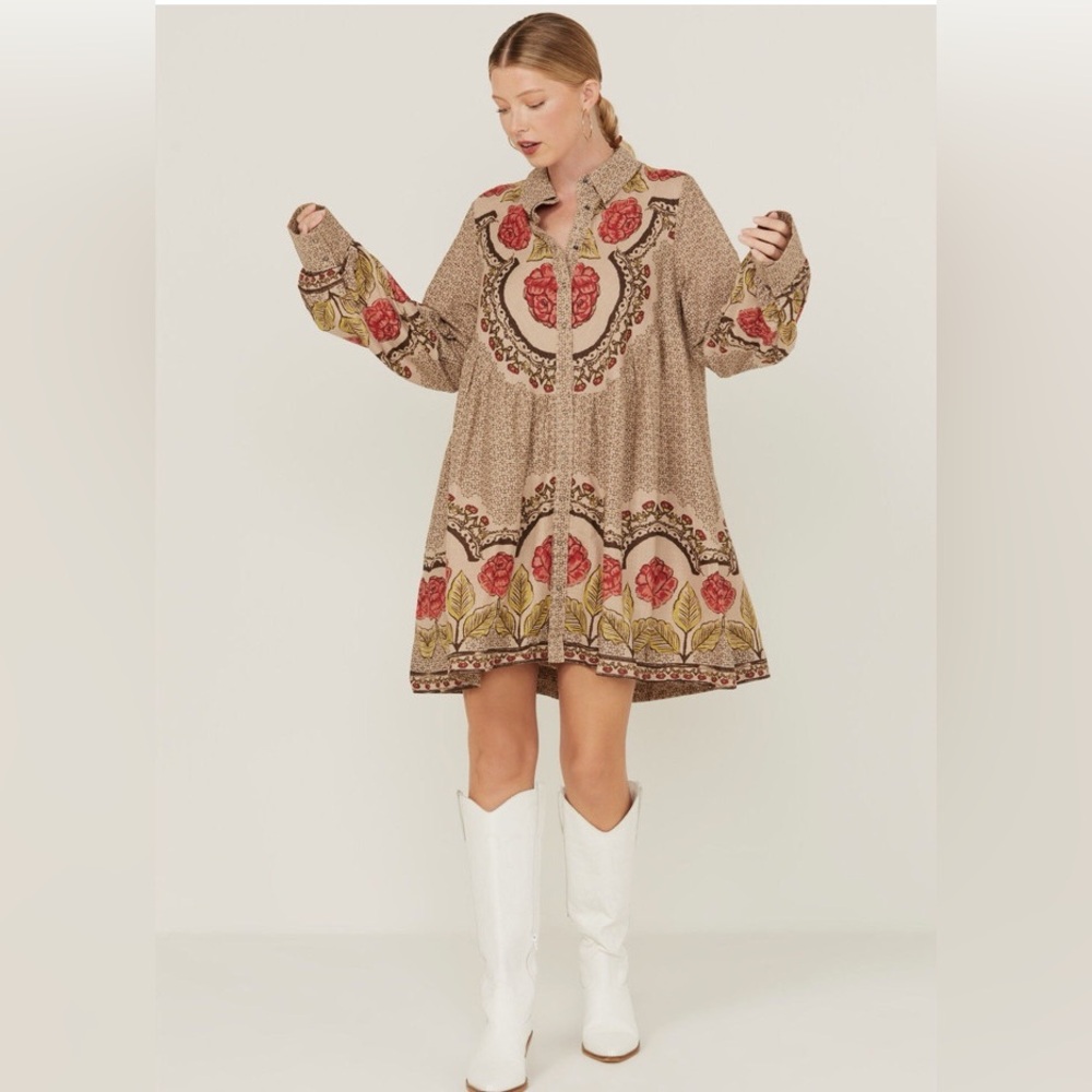 Free People Smell The Roses Mini Dress, Size XL EUC
